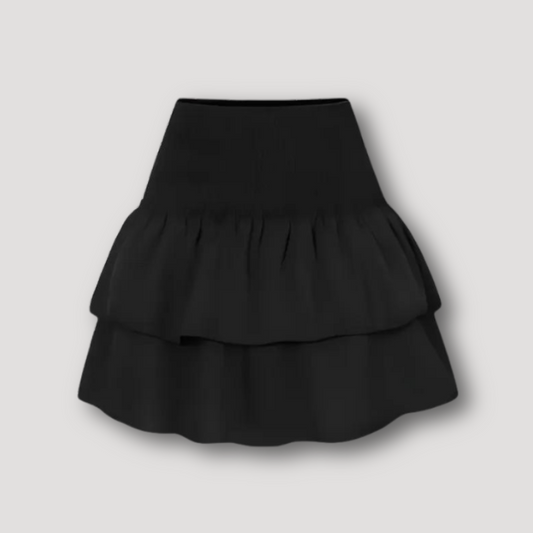 Tiered Smocked Ruffle Textured Flounce Pleated Mini Skirt