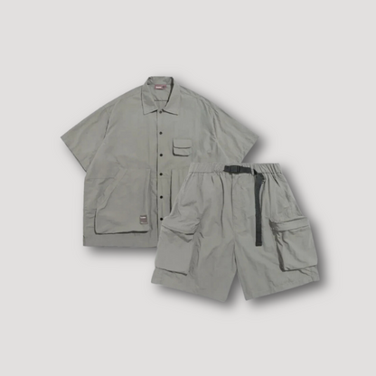 Quick Drying Shirt and Cargo Shorts Two Piece Set