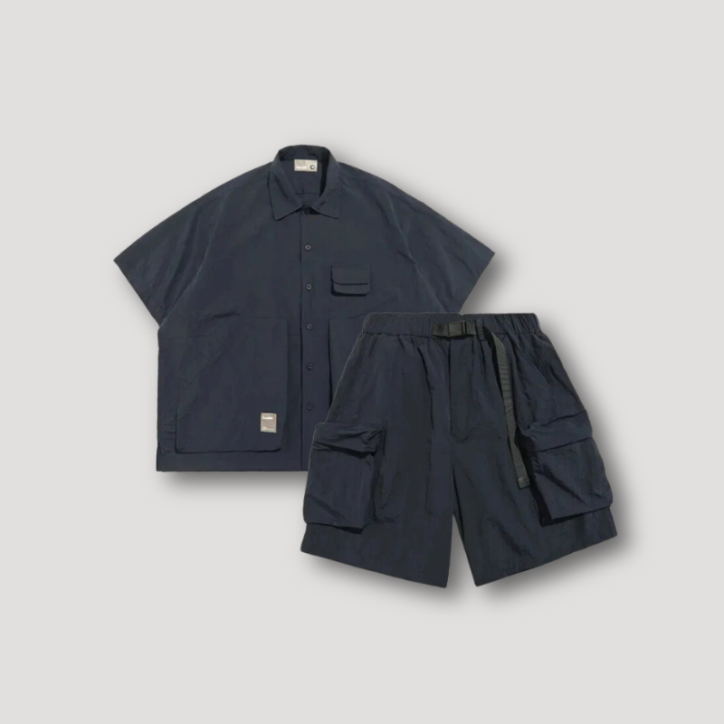 Quick Drying Shirt and Cargo Shorts Two Piece Set