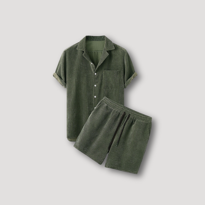 Corduroy Polo Shirt and Shorts Summer Set