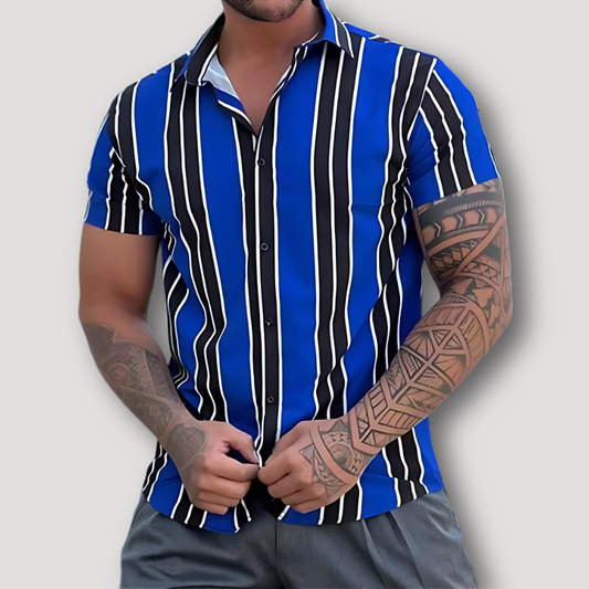 Classic Vertical Stripe Hawaiian Shirt Men