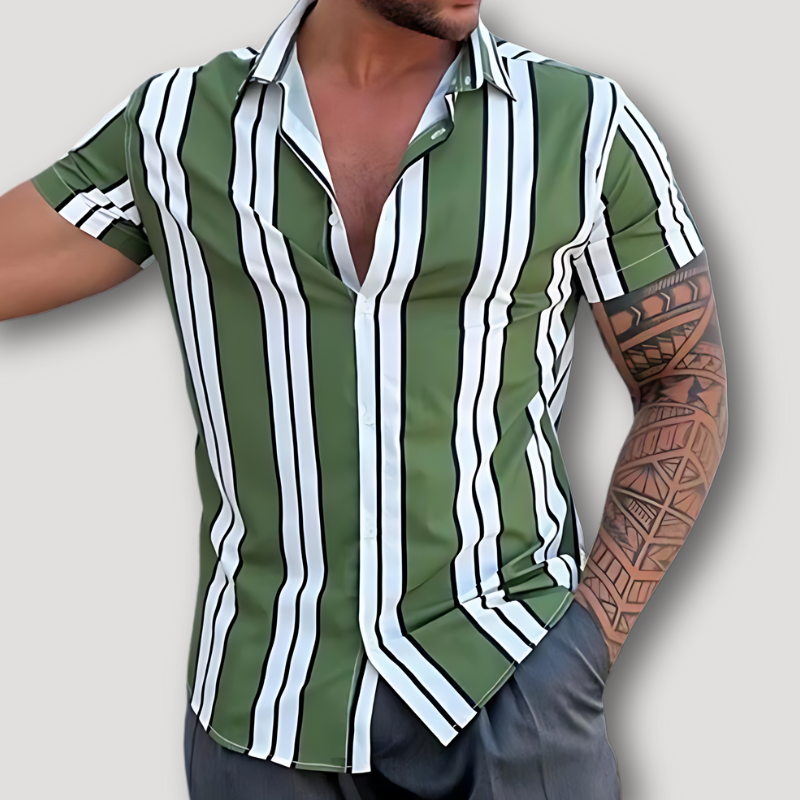 Classic Vertical Stripe Hawaiian Shirt Men