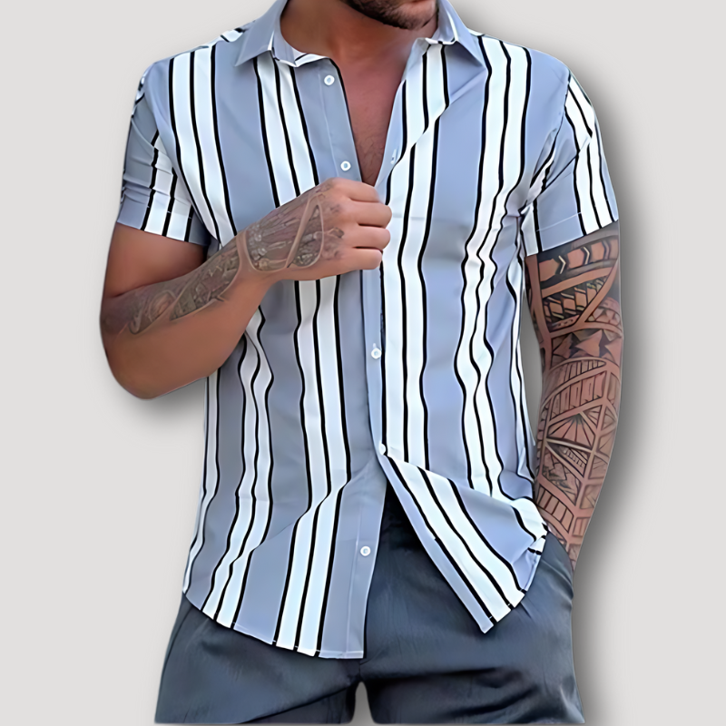 Classic Vertical Stripe Hawaiian Shirt Men