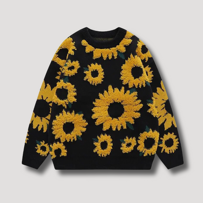 Women's Sun Flower Embroidery Knitted Sweater