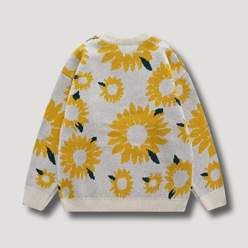 Women's Sun Flower Embroidery Knitted Sweater