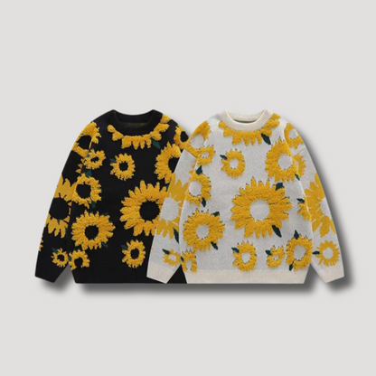 Women's Sun Flower Embroidery Knitted Sweater