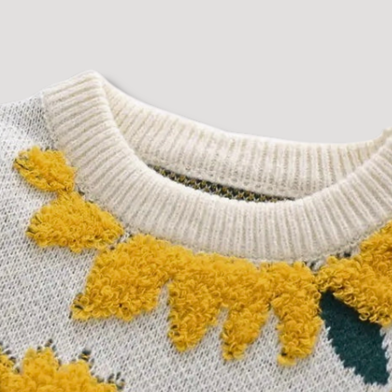 Women's Sun Flower Embroidery Knitted Sweater