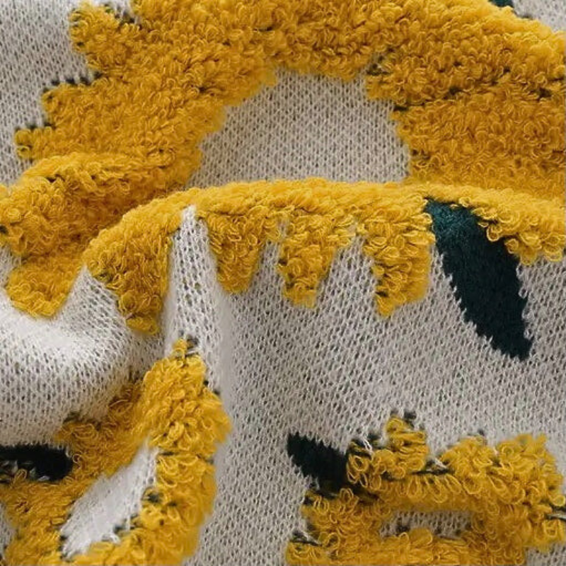 Women's Sun Flower Embroidery Knitted Sweater