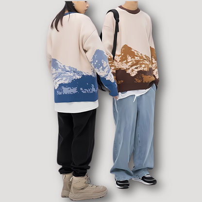 Mount Everest Graphic Knit Sweaters Man and Women