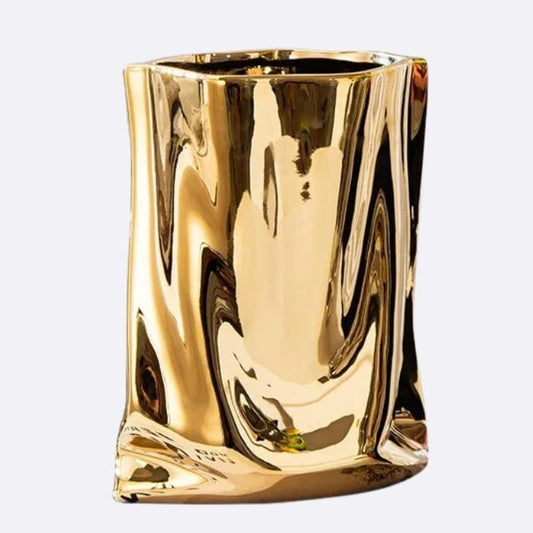 Tabletop Ceramic Table Vase - Paper Bag Shape - Colorful