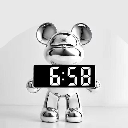 Teddy Style Clock - Modern Bear - Sleek Digital - Timepiece