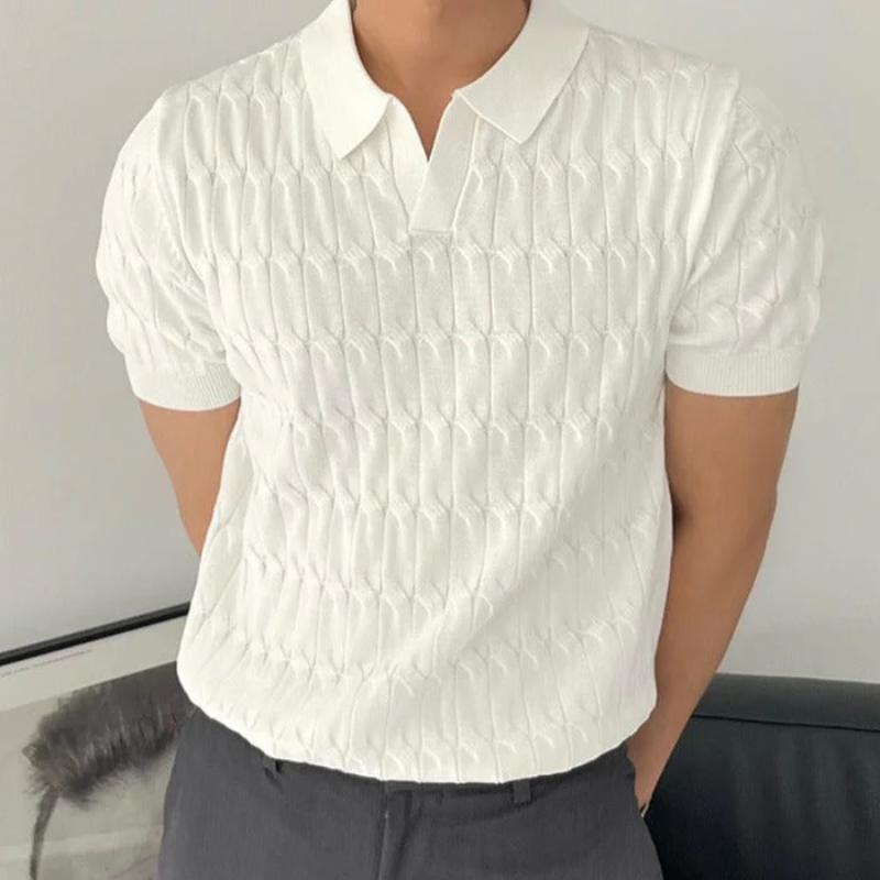 Men's Cable Knitted Polo Shirts