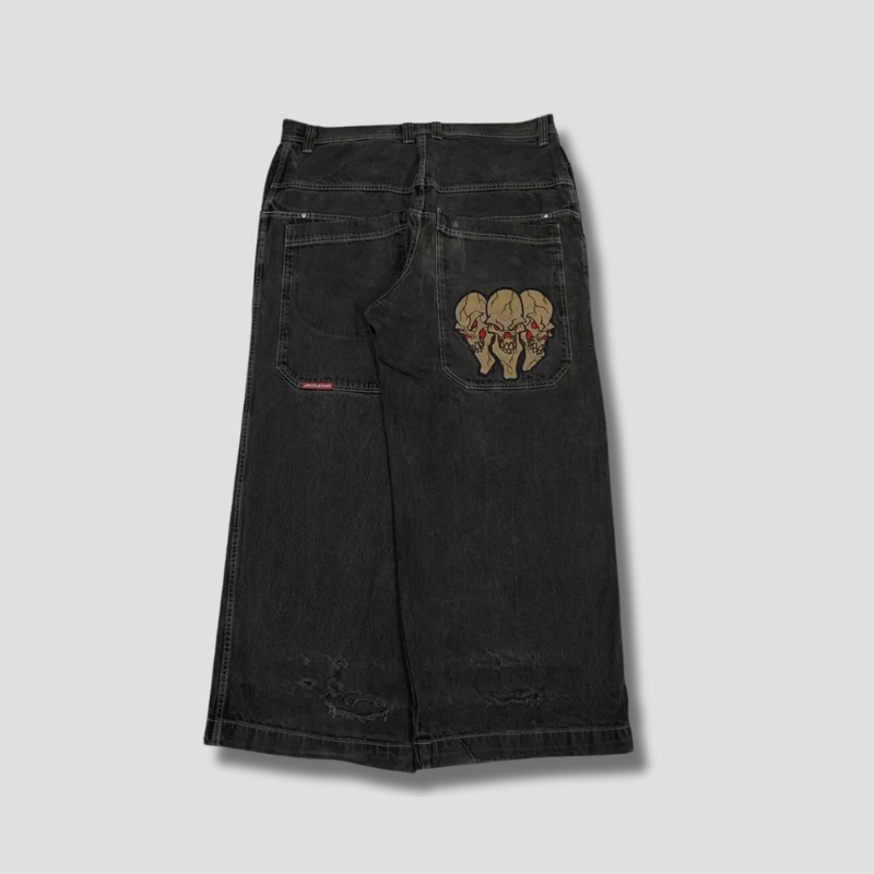 Triple Skull Patchwork Baggy Jeans