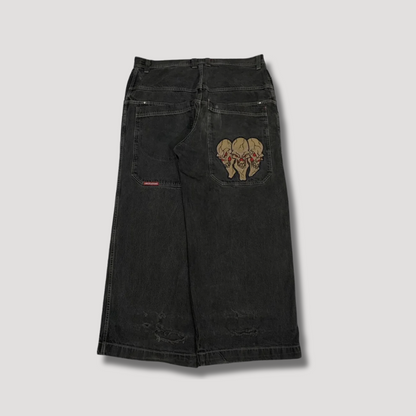 Triple Skull Patchwork Baggy Jeans