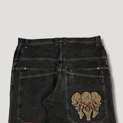 Triple Skull Patchwork Baggy Jeans