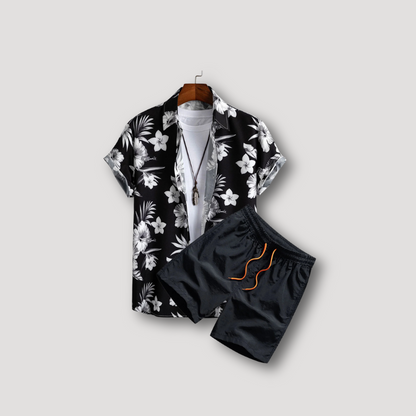 Tropical Floral Shirt Swim Shorts Men Summer Set