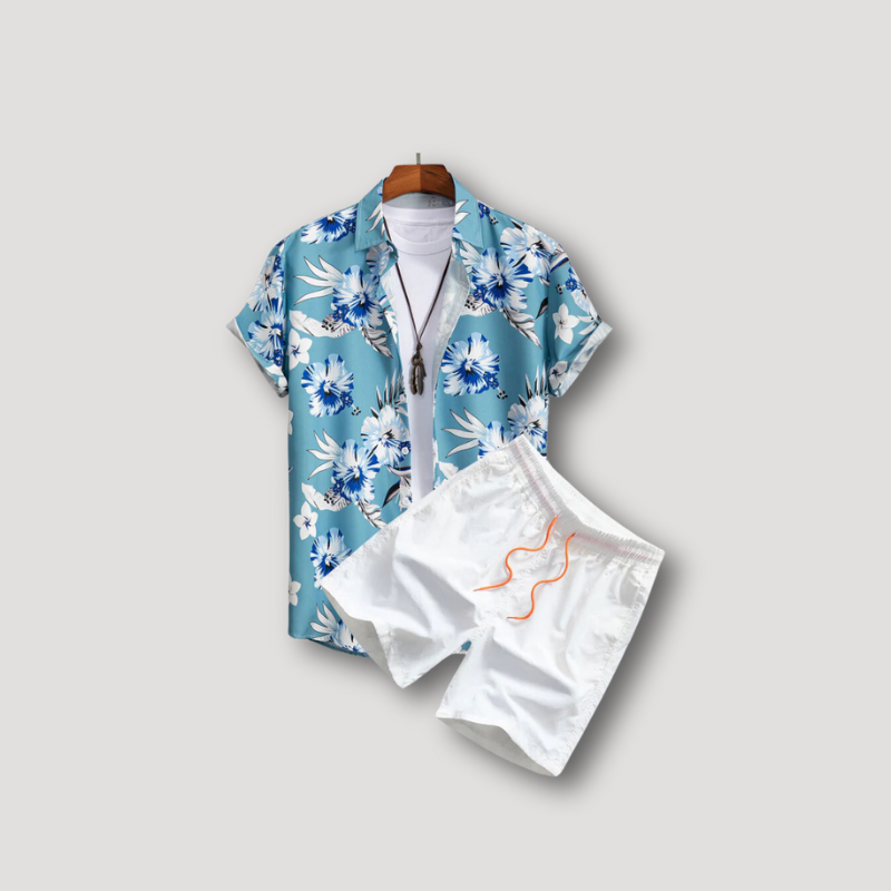 Tropical Floral Shirt Swim Shorts Men Summer Set