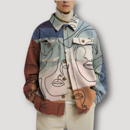 Aesthetic Abstract Art Woolen Jacket