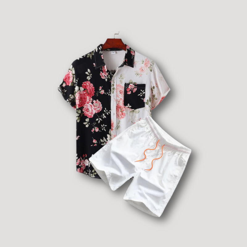 Button Up Floral Shirt Summer Set