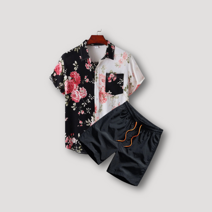 Button Up Floral Shirt Summer Set