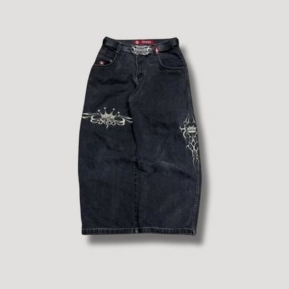 Hip hop Kings Crown Embroidery Baggy Jeans