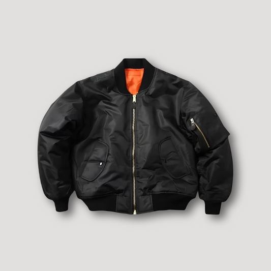 Casual Windbreaker Smooth Shiny Zip Up Bomber Jacket