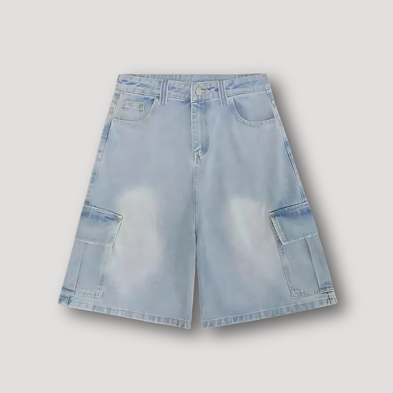 Casual Lightweight Washed Cargo Denim Shorts Women