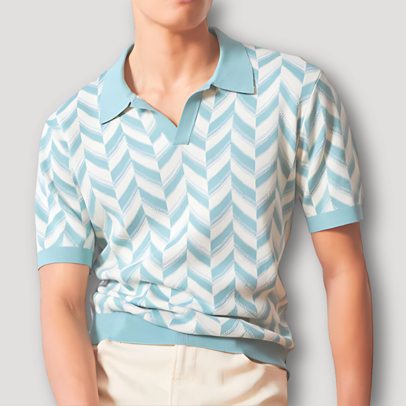 Chevron Stripe Pattern V-Neck Polo Shirts in Australia