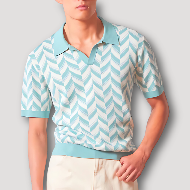 Chevron Stripe Pattern V-Neck Polo Shirts in Australia