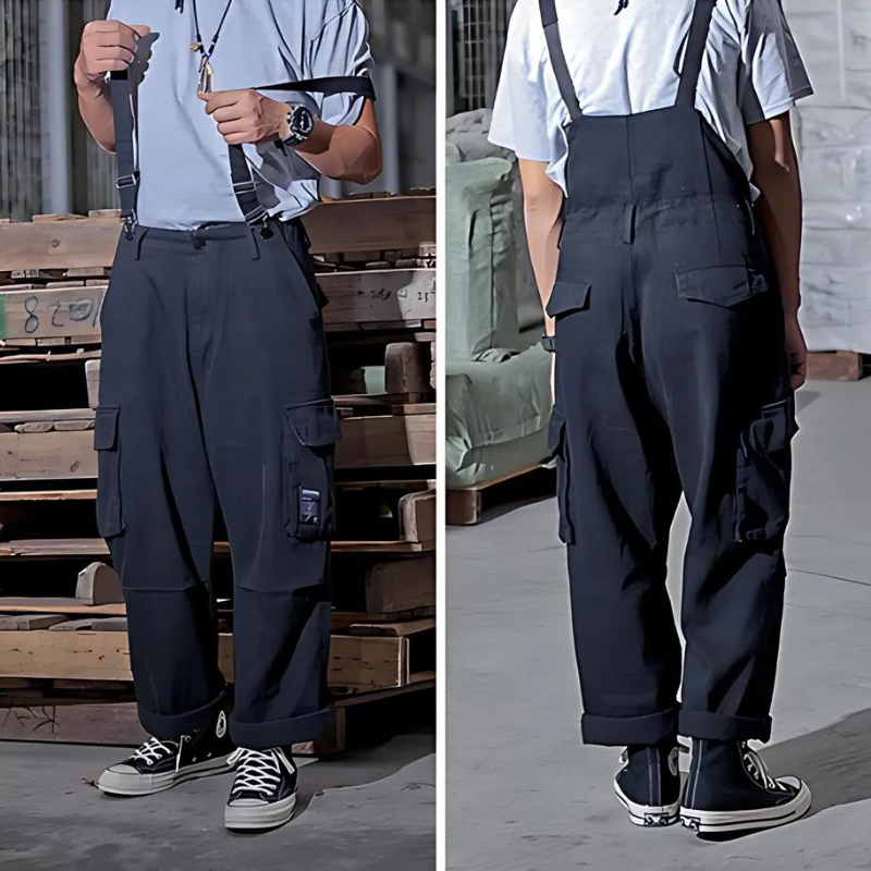 Oversized Cargo Suspender Overalls Jumpsuit men