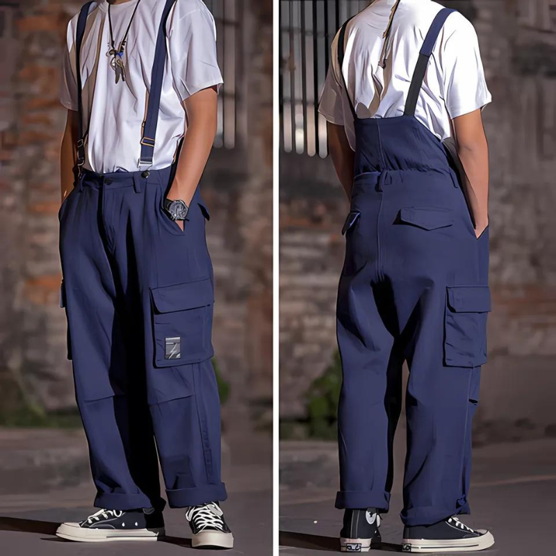 Oversized Cargo Suspender Overalls Jumpsuit men