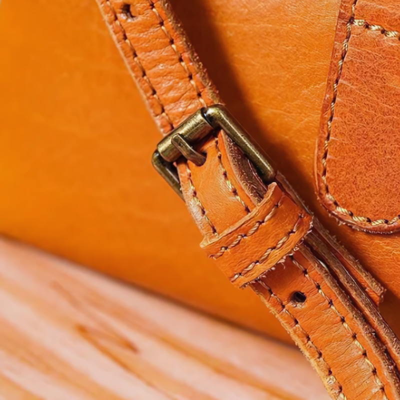 Vintage Solid Rustic Leather Rectangular Cross Body Bag