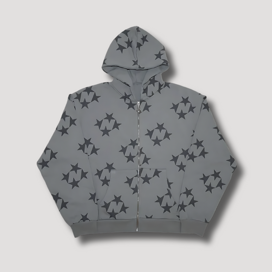 Vintage Sweatshirt Star Pattern Zip up Hoodie