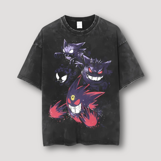 Vintage Washed Gengar Pokemon Oversized Tee Shirts Men