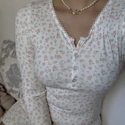 Vintage Floral Pajama - Long Sleeve - Bodysuit