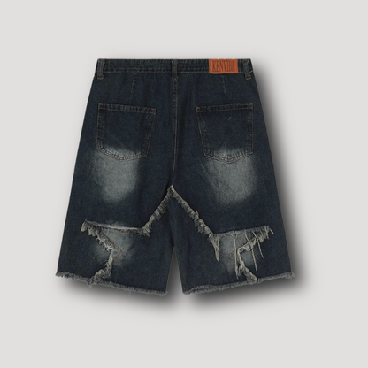 Vintage Tassel Star Denim Shorts Men