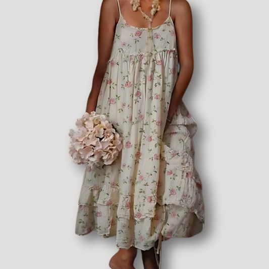 Vintage Sleeveless Floral Tiered Beach Boho Dress Australia