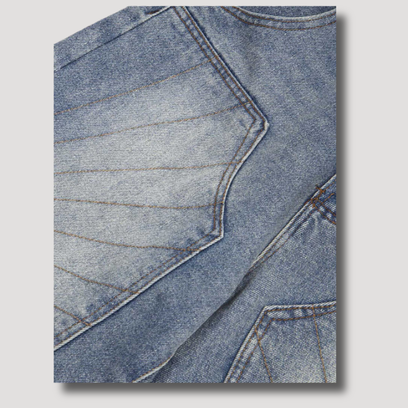 Washed Denim Embroidered Baggy Shorts