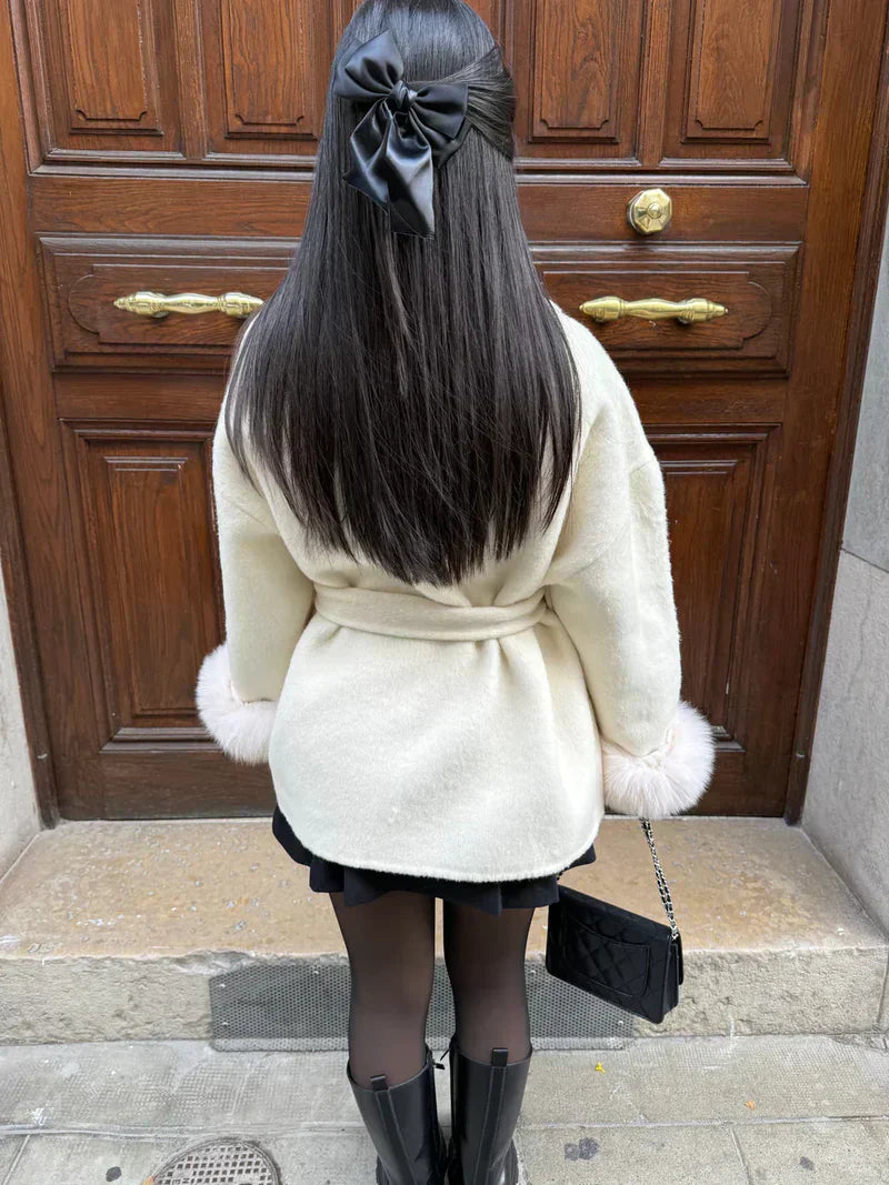 Women Soft Wool Coat – Elegant Wrap Coat – Loose Fit With Belt Winter