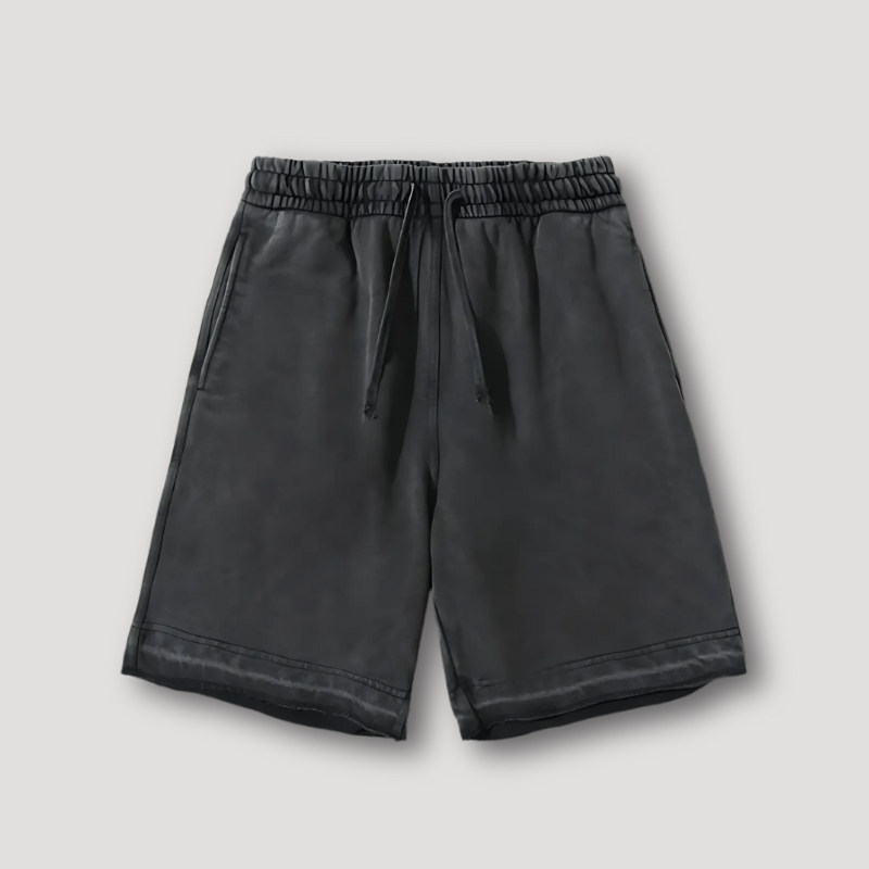 Vintage Washed Cotton Black Short for Man