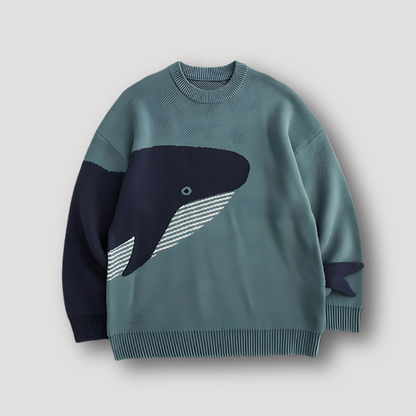 Big Whale Knitted Pullover Sweater Men