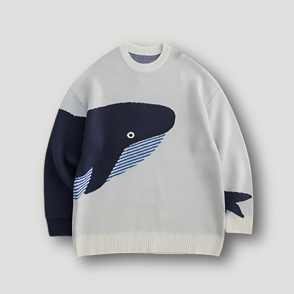 Big Whale Knitted Pullover Sweater Men