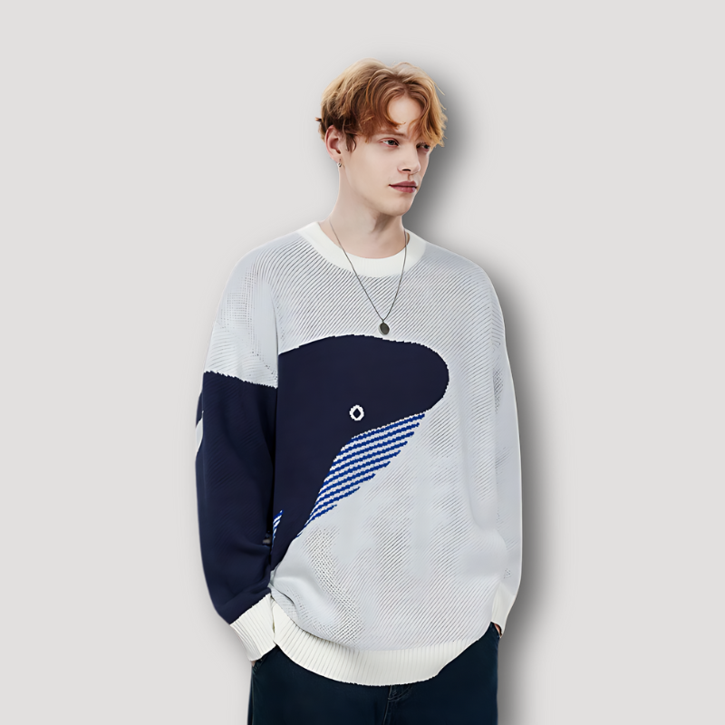 Big Whale Knitted Pullover Sweater Men