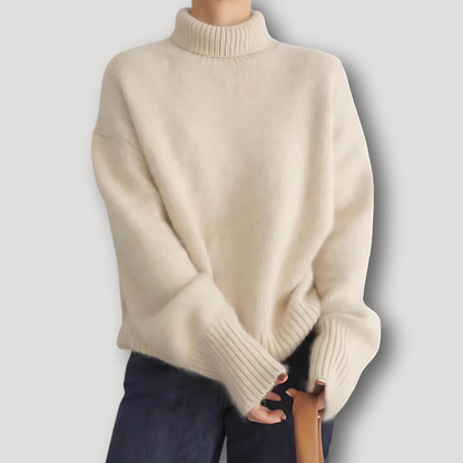 Knitted Ribbed Wool Oversized Korean Style Turtleneck Sweater