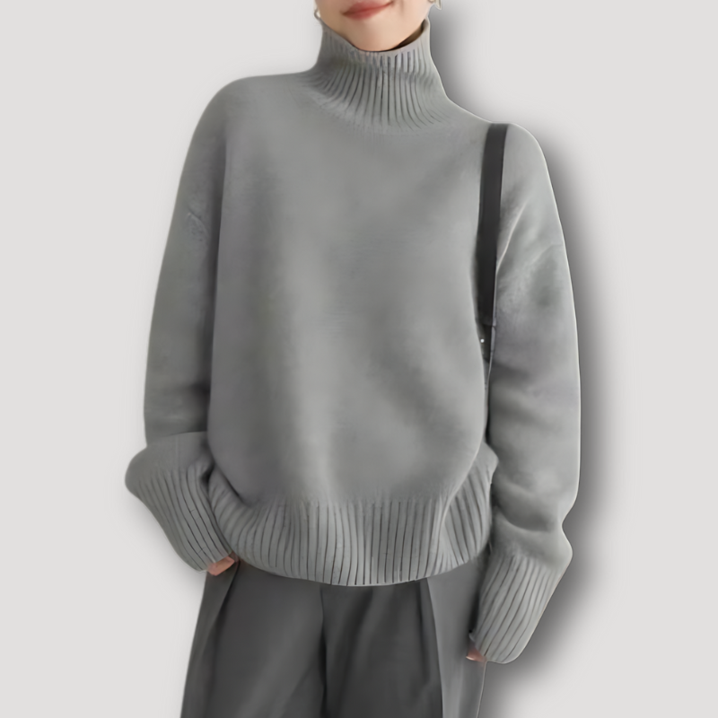 Knitted Ribbed Wool Oversized Korean Style Turtleneck Sweater