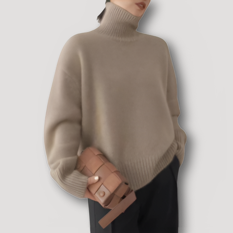 Knitted Ribbed Wool Oversized Korean Style Turtleneck Sweater