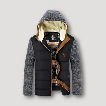 Fleece Grey Sleeve Quilted Puffer Jacket Men Sale