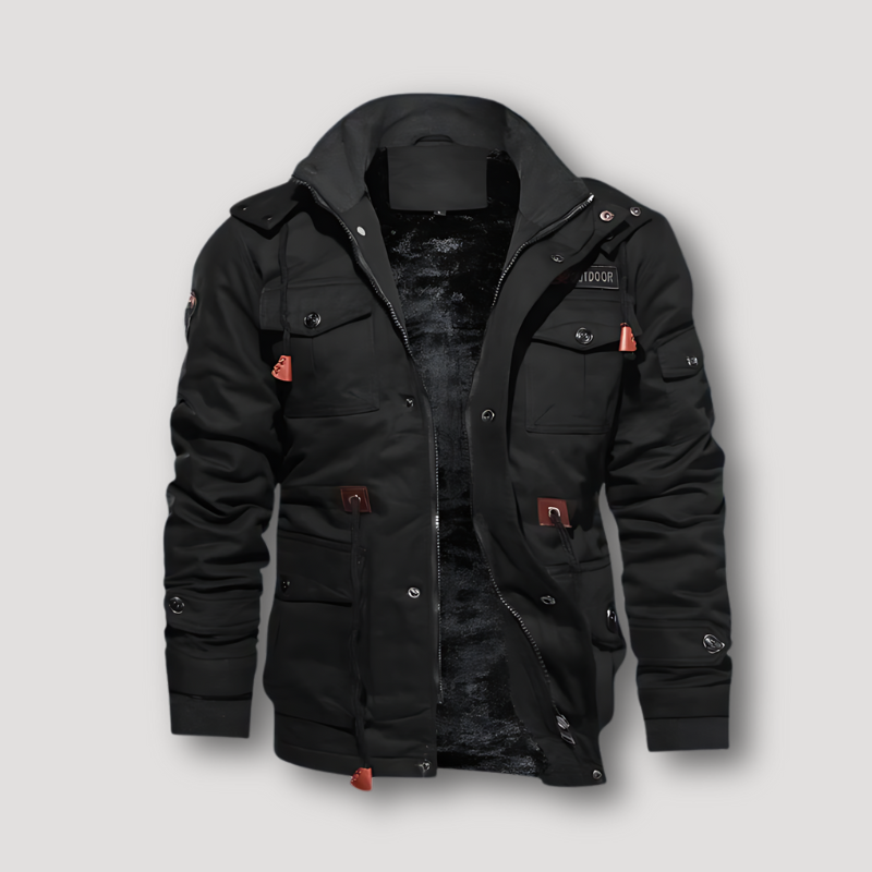 Utilitarian Rugged Soft Plush Military Zip Up Jacket