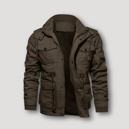 Utilitarian Rugged Soft Plush Military Zip Up Jacket