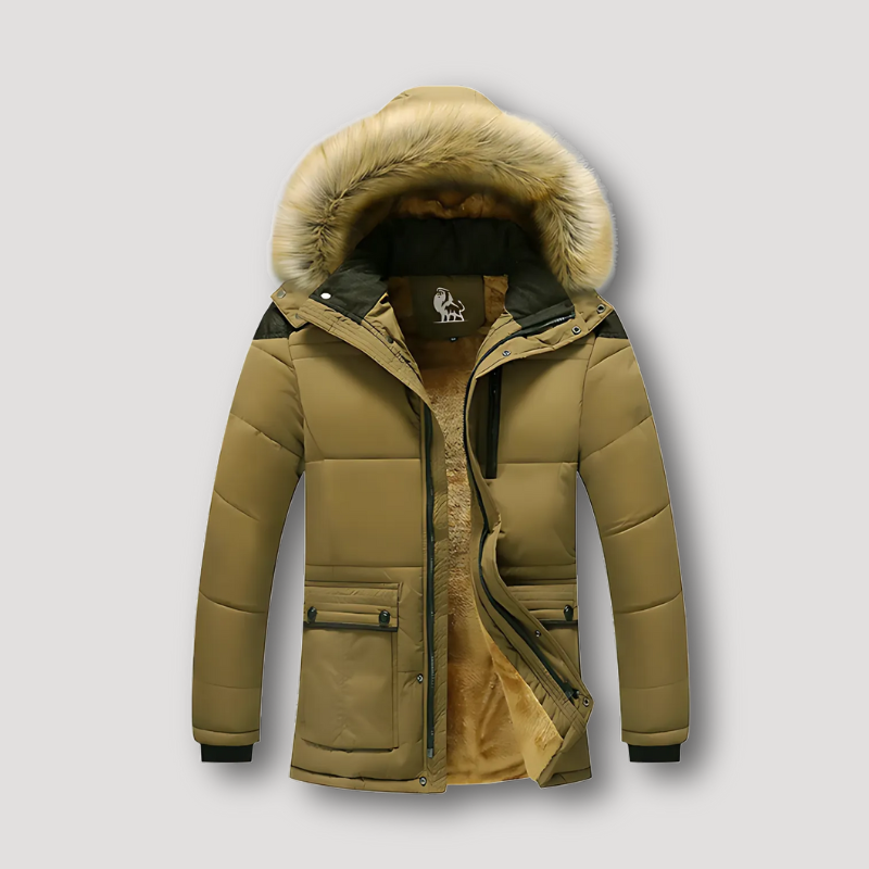 Quilted Padded Detachable Hood Parka Winter Jacket for Men